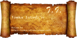 Tomka István névjegykártya